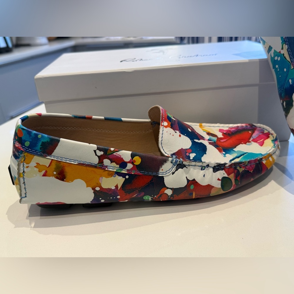 Robert Graham Leather Splatter Print Men's Loafers NWT - Picture 8 of 9